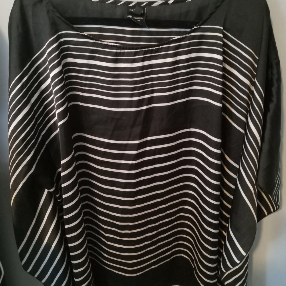 Rafaella 2X Navy and White Silk Top